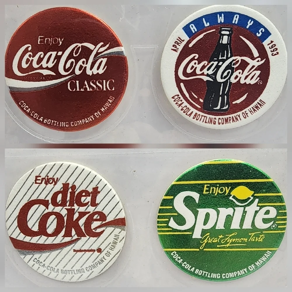 1995 Pogs Lot 4 Coke Sprite Diet Coca Cola -great condition